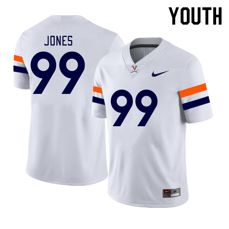 Youth #99 DJ Jones Virginia Cavaliers College Football Jerseys Stitched Sale-White - Click Image to Close